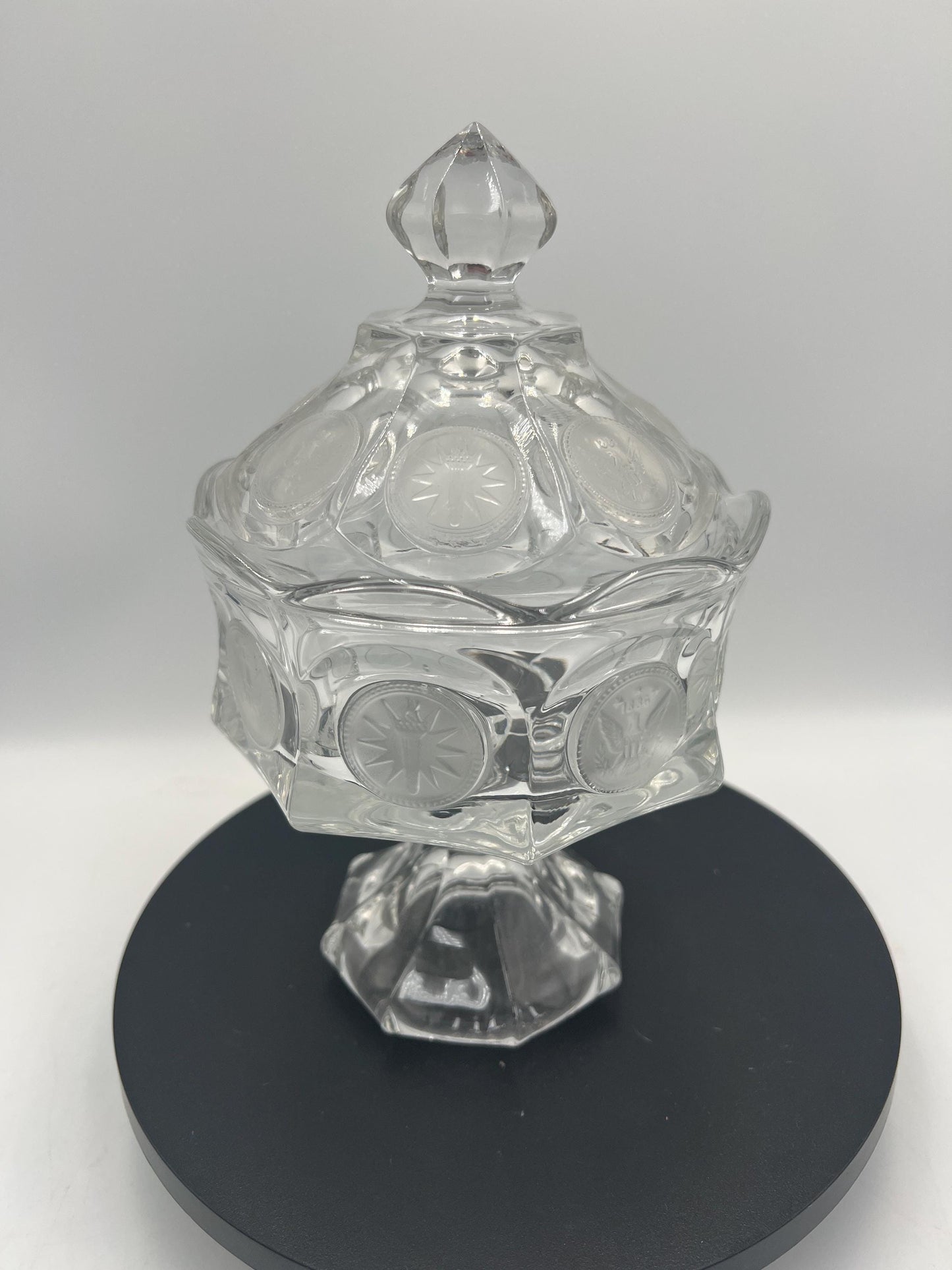 Crystal Lidded Dish - Fostoria Coin Dish or Indiana Glass Tiara Dish