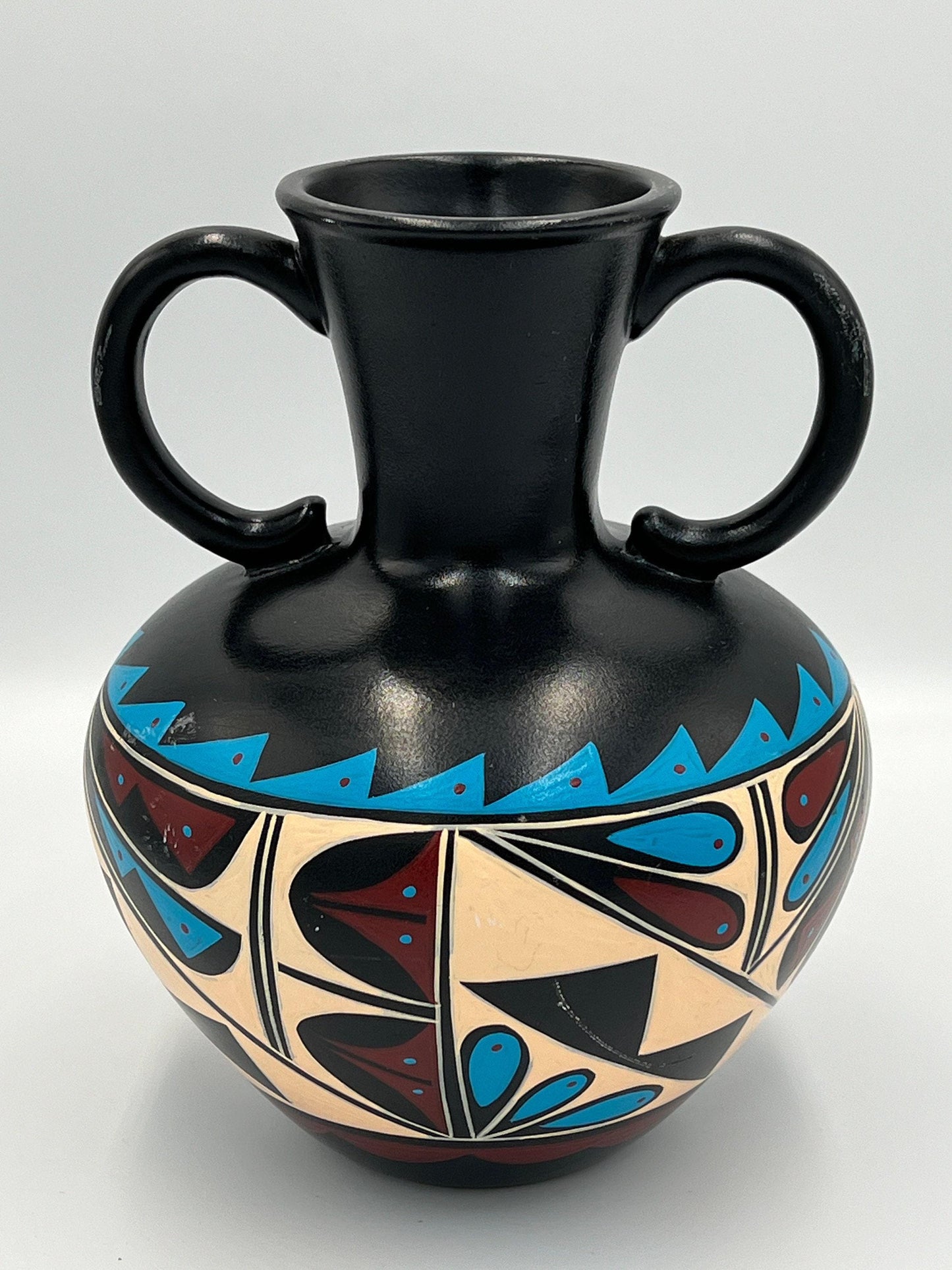 Vintage Hand-Painted Native American Pottery, Black