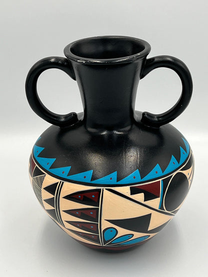Vintage Hand-Painted Native American Pottery, Black