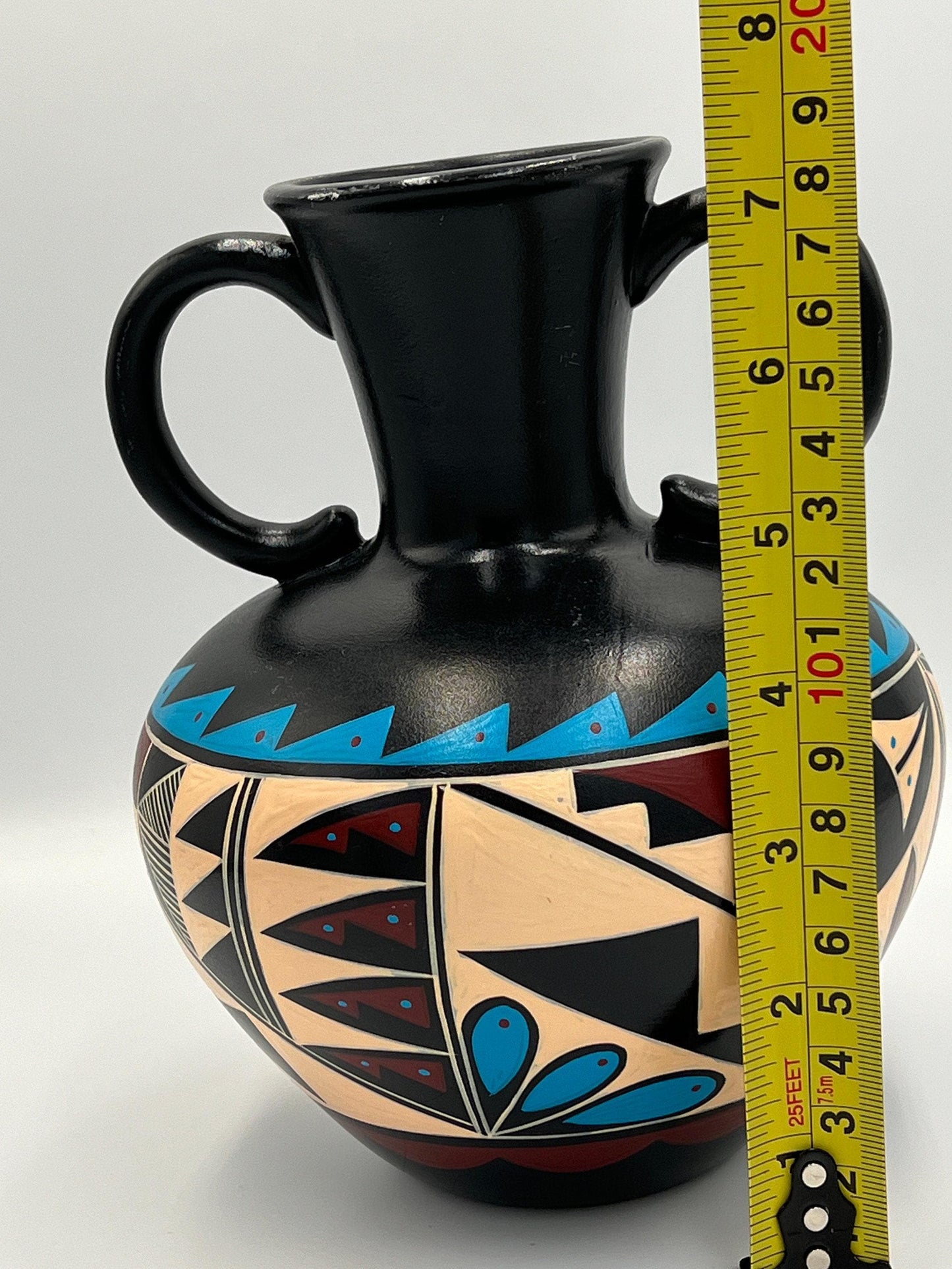Vintage Hand-Painted Native American Pottery, Black