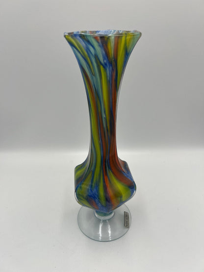 Italian Art Glass Vase: Colorful Swirl Design