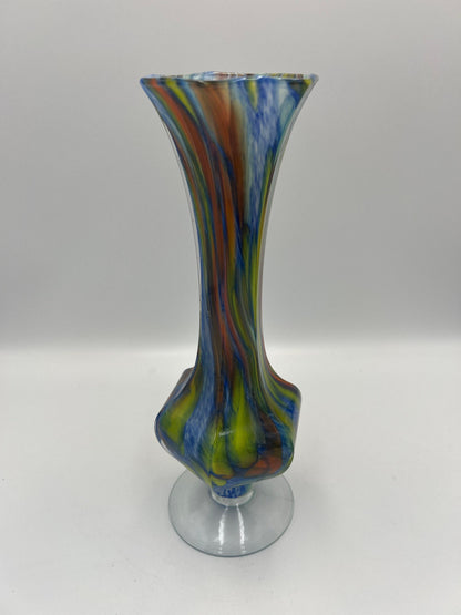 Italian Art Glass Vase: Colorful Swirl Design