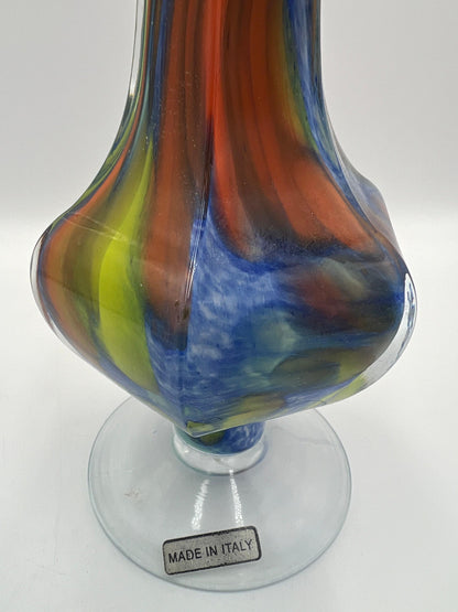 Italian Art Glass Vase: Colorful Swirl Design