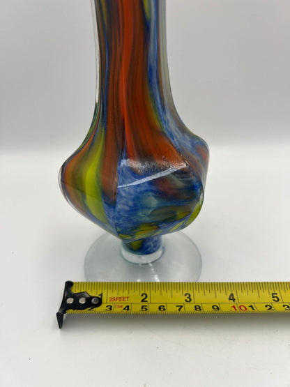 Italian Art Glass Vase: Colorful Swirl Design