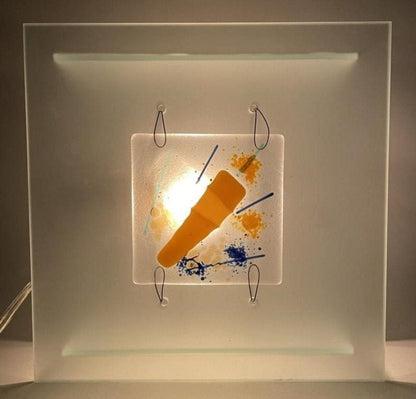 Modern Frosted Glass Wall Sconce, Block Style (9.5" Square)