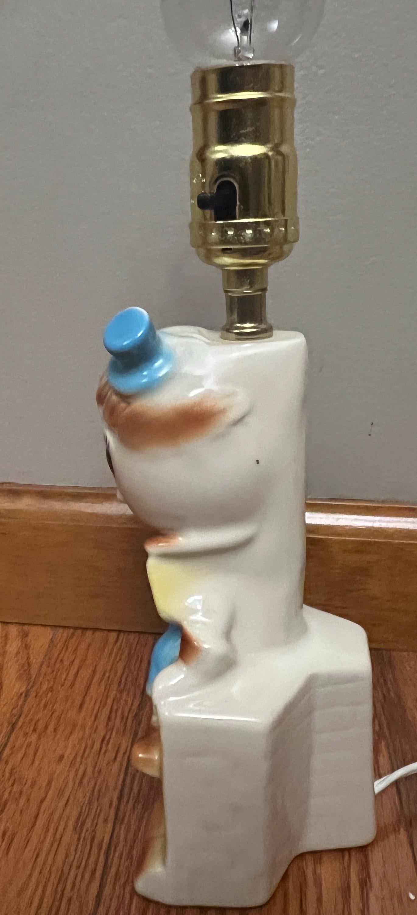 Vintage~Mid Century Glossy Ceramic Humpty Dumpty Lamp ~11" Tall - WORKS
