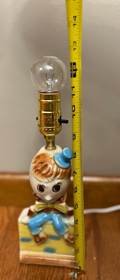 Vintage~Mid Century Glossy Ceramic Humpty Dumpty Lamp ~11" Tall - WORKS