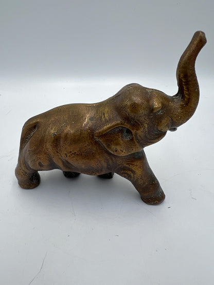 Elephant Figurine: Vintage Bronze Trunk Up - Good Luck Symbol