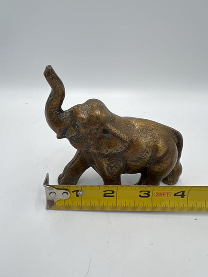 Elephant Figurine: Vintage Bronze Trunk Up - Good Luck Symbol