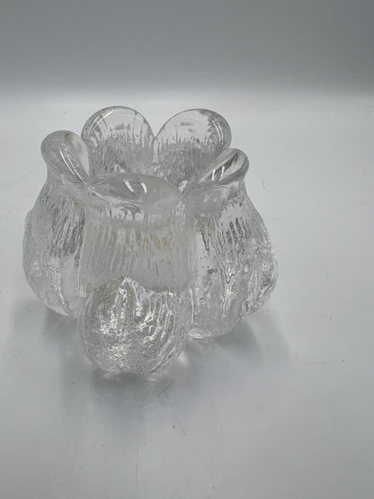 Swedish Kosta Boda Rosebud Candle Holders Lot of 4 - Hand Blown Glass