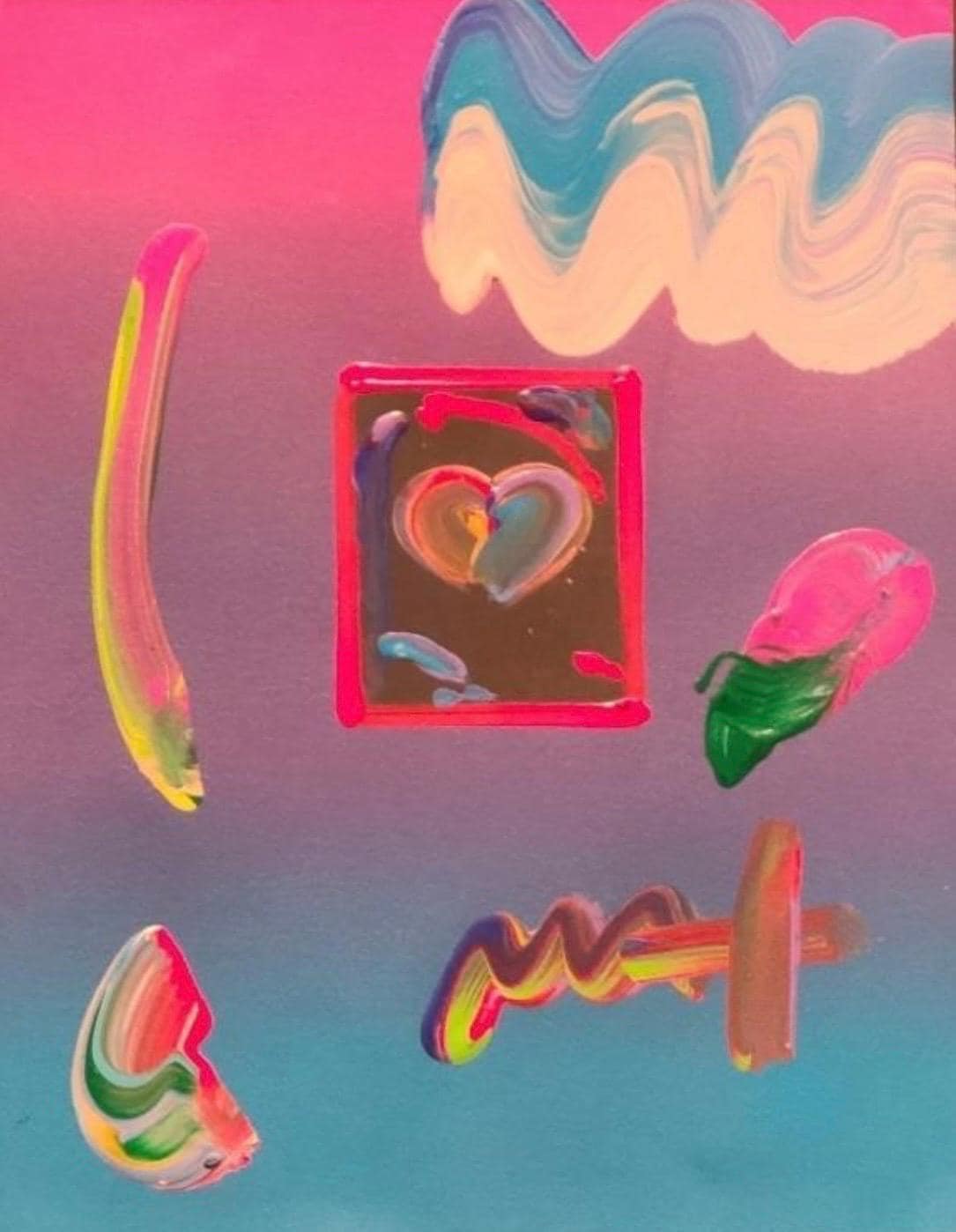 Peter  Max, Black Series: Heart.  Original Painting