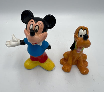 Disney Salt and Pepper Shakers: Vintage Mickey and Pluto PLUS extra Mickey Cowboy  (Ceramic Collectibles)