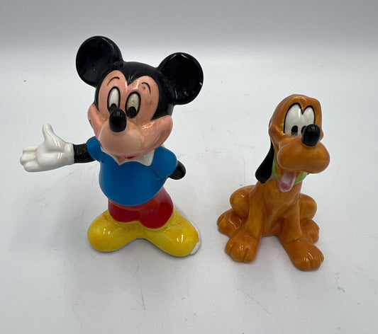 Disney Salt and Pepper Shakers: Vintage Mickey and Pluto PLUS extra Mickey Cowboy  (Ceramic Collectibles)