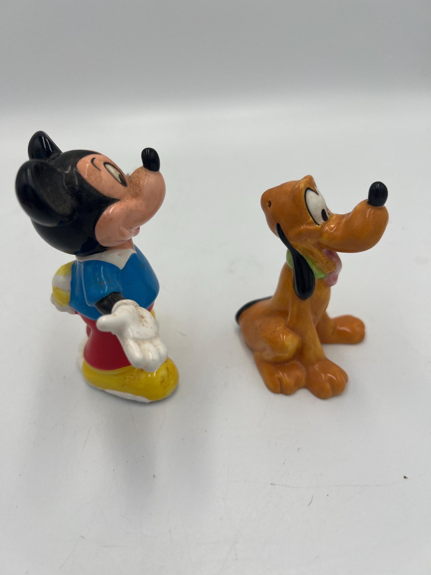 Disney Salt and Pepper Shakers: Vintage Mickey and Pluto PLUS extra Mickey Cowboy  (Ceramic Collectibles)
