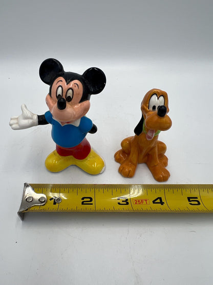 Disney Salt and Pepper Shakers: Vintage Mickey and Pluto PLUS extra Mickey Cowboy  (Ceramic Collectibles)