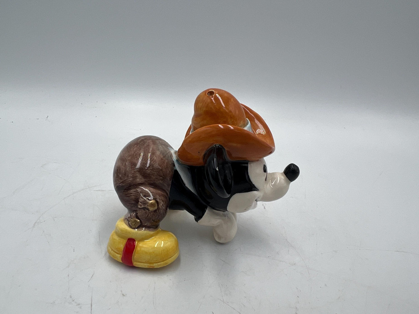 Disney Salt and Pepper Shakers: Vintage Mickey and Pluto PLUS extra Mickey Cowboy  (Ceramic Collectibles)