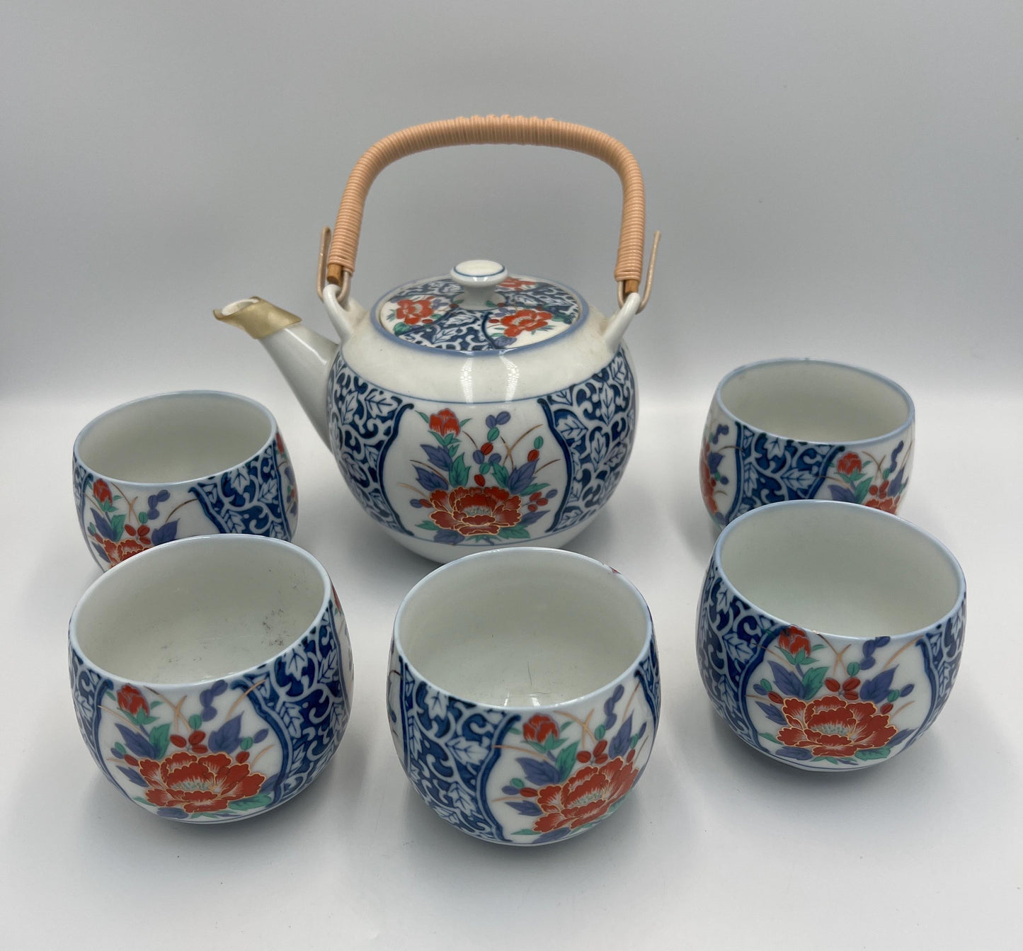 Vintage Japanese Tea Set Porcelain -Teapot & Cups