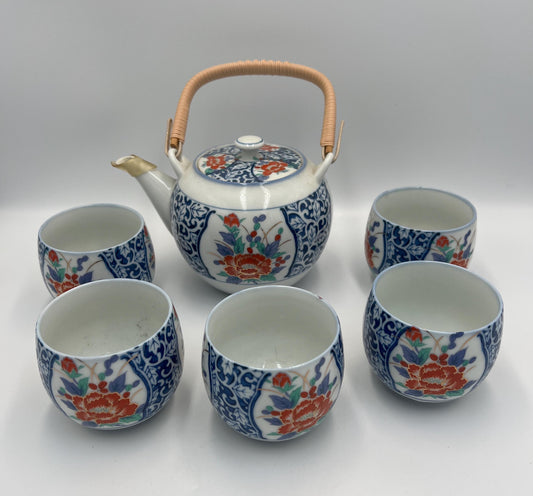 Vintage Japanese Tea Set Porcelain -Teapot & Cups