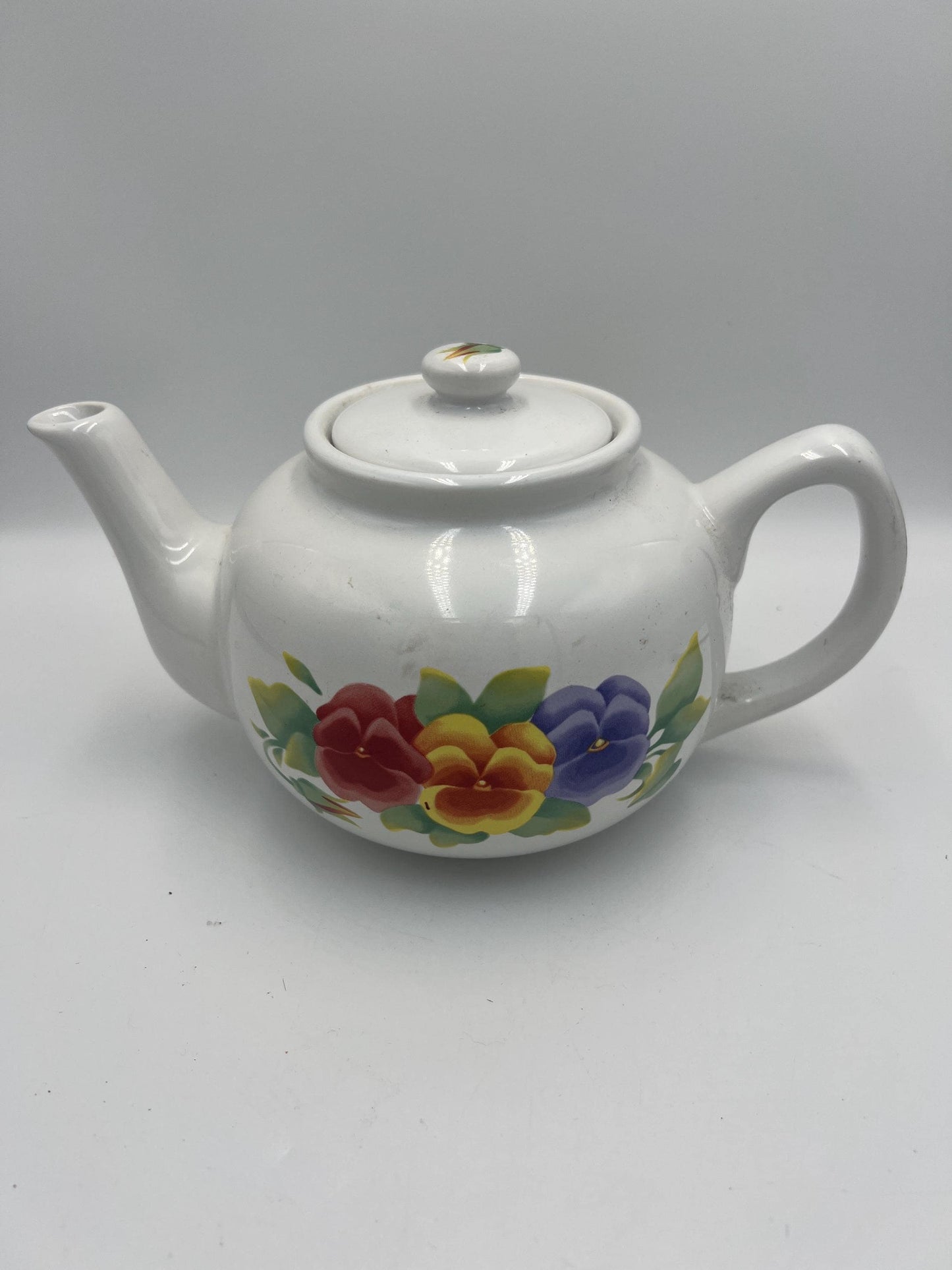 Beautiful Hand Painted Pansy Flowers Teapot "Summer Blush" Jay Imports