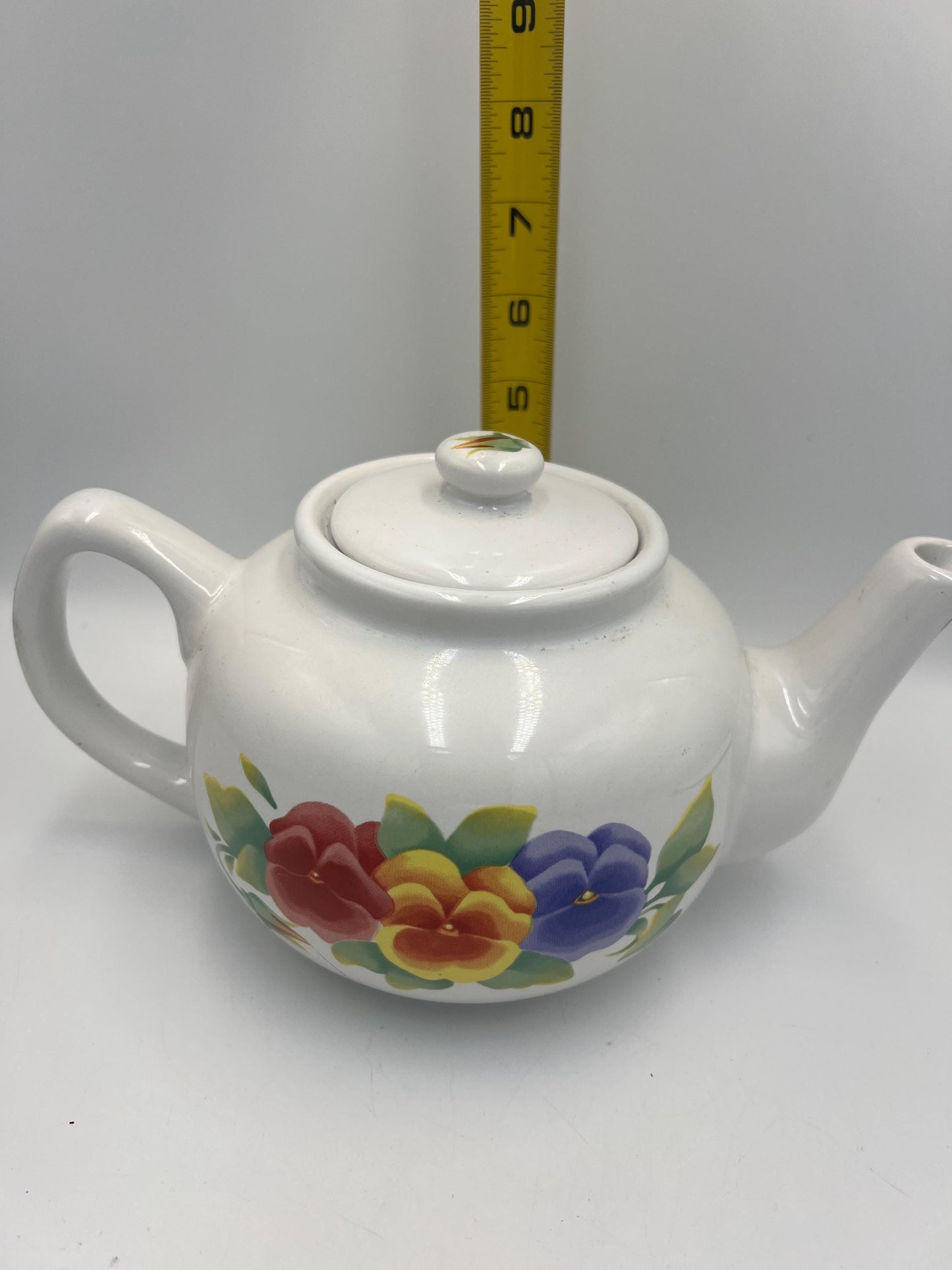 Beautiful Hand Painted Pansy Flowers Teapot "Summer Blush" Jay Imports
