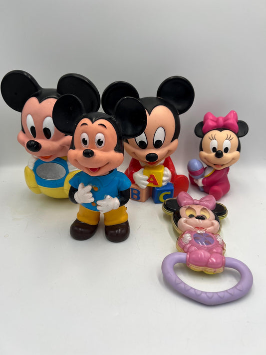 DISNEY Mickey Mouse and Minnie Mouse Lot of  5 Vintage Toys