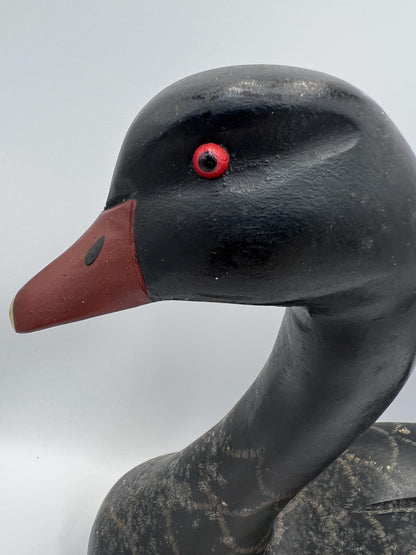 Vintage Black Swan Figurine, Hand-Carved Wood (Glossy Finish)