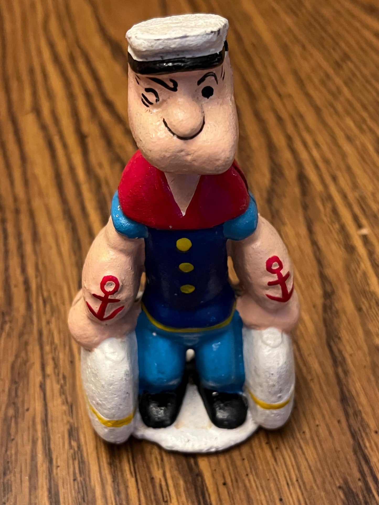 Vintage POPEYE The Sailor Man Cast Iron Bank 6" Tall RARE hand-painted Antique