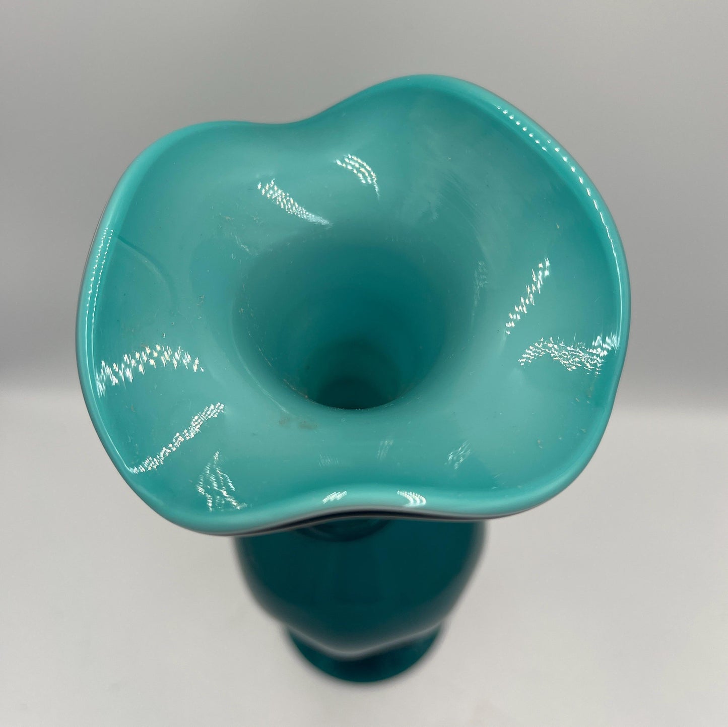 Rare Empoli Italy cased teal blown glass vase