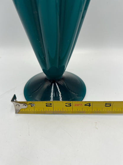 Rare Empoli Italy cased teal blown glass vase