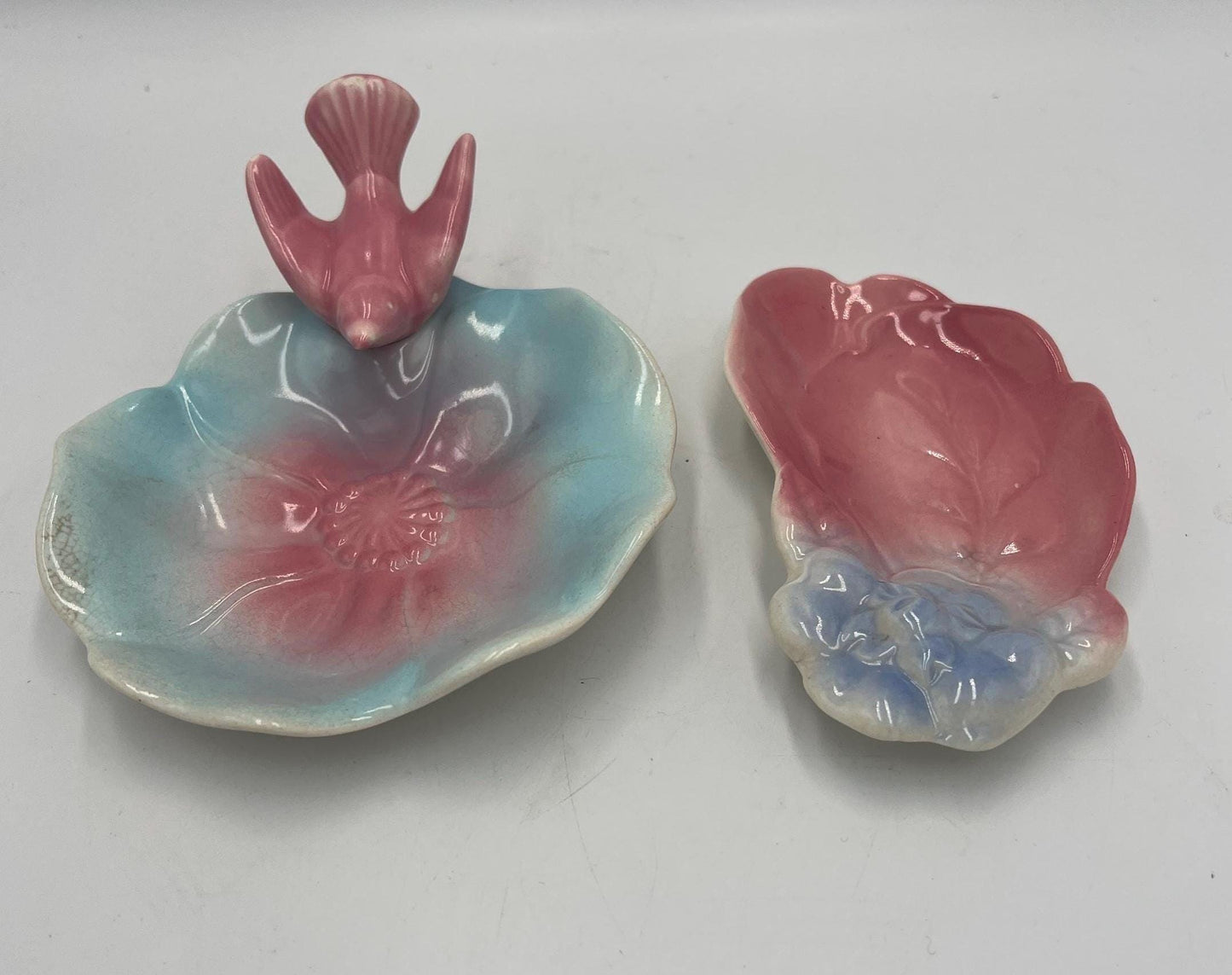 Vintage Royal Copley Pink Dove Dish, Floral Ceramic (1950s Collectible)