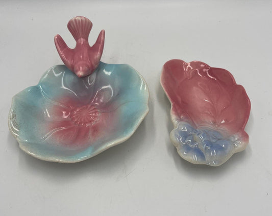 Vintage Royal Copley Pink Dove Dish, Floral Ceramic (1950s Collectible)