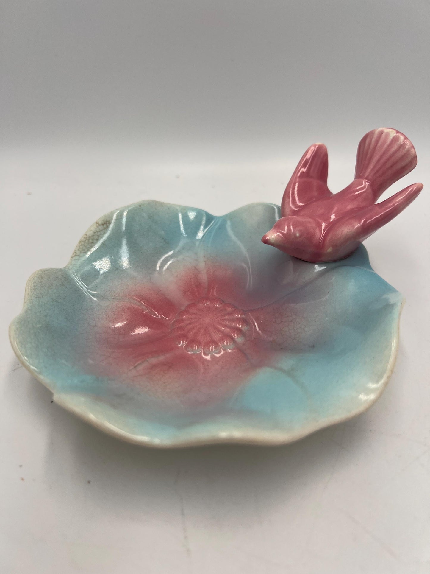 Vintage Royal Copley Pink Dove Dish, Floral Ceramic (1950s Collectible)
