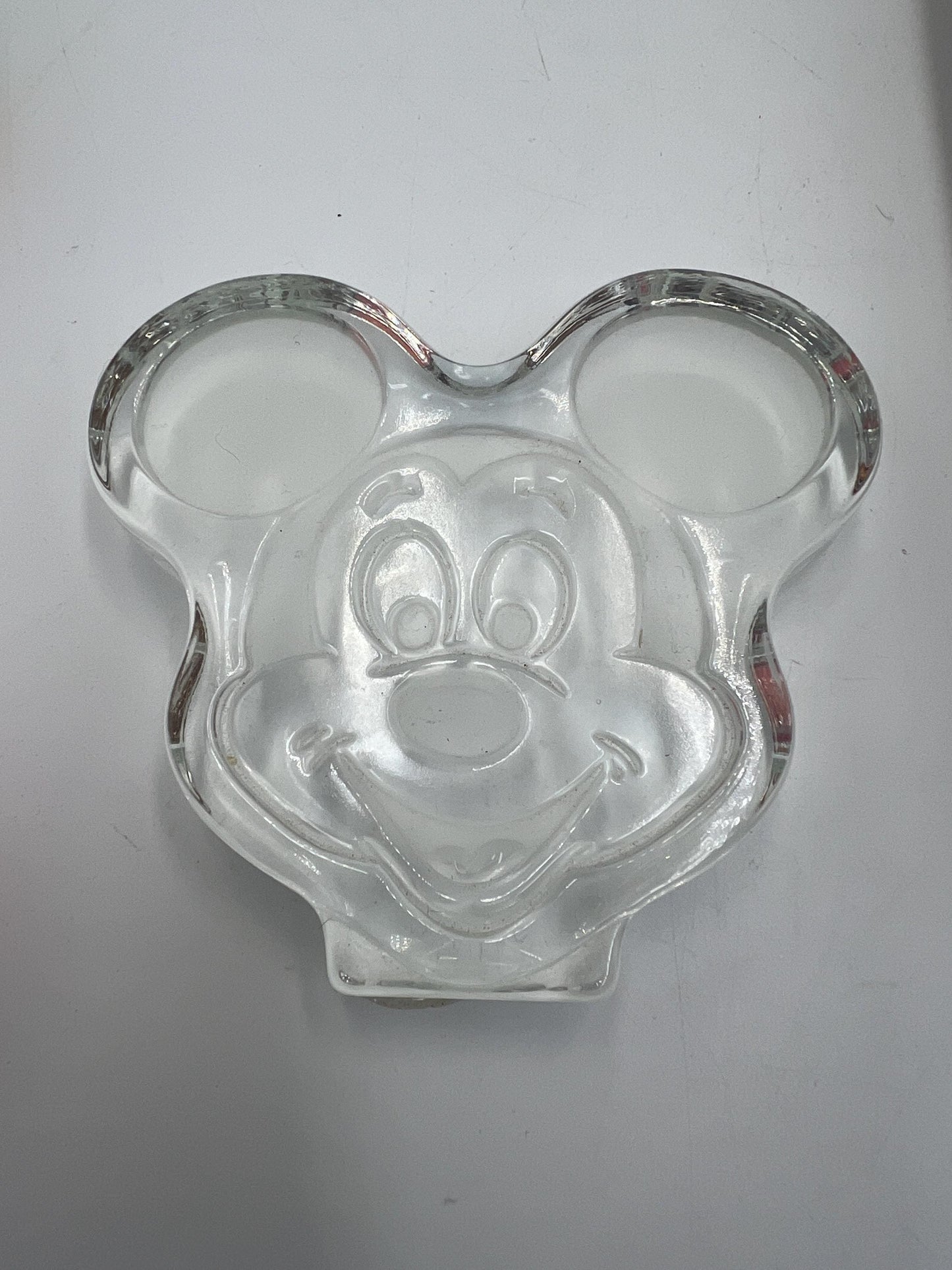 Mickey Mouse Paperweight: Vintage Disney Collectible (Clear Glass)