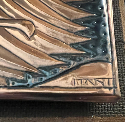 Pacific Islands - Copper - Repousse - Hammered -  Plaque - Signed - Art Metal