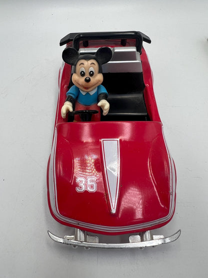 Mickey Mouse Toy Car: Vintage Red Pull-Back from Tokyo Disneyland (1980s)