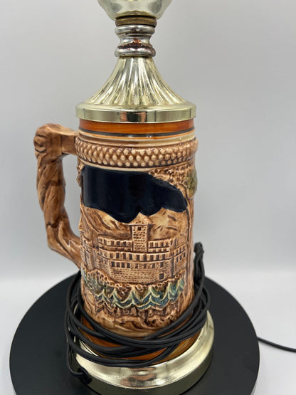 German Beer Stein Lamp: Rustic Vintage Lighting (No Shade)