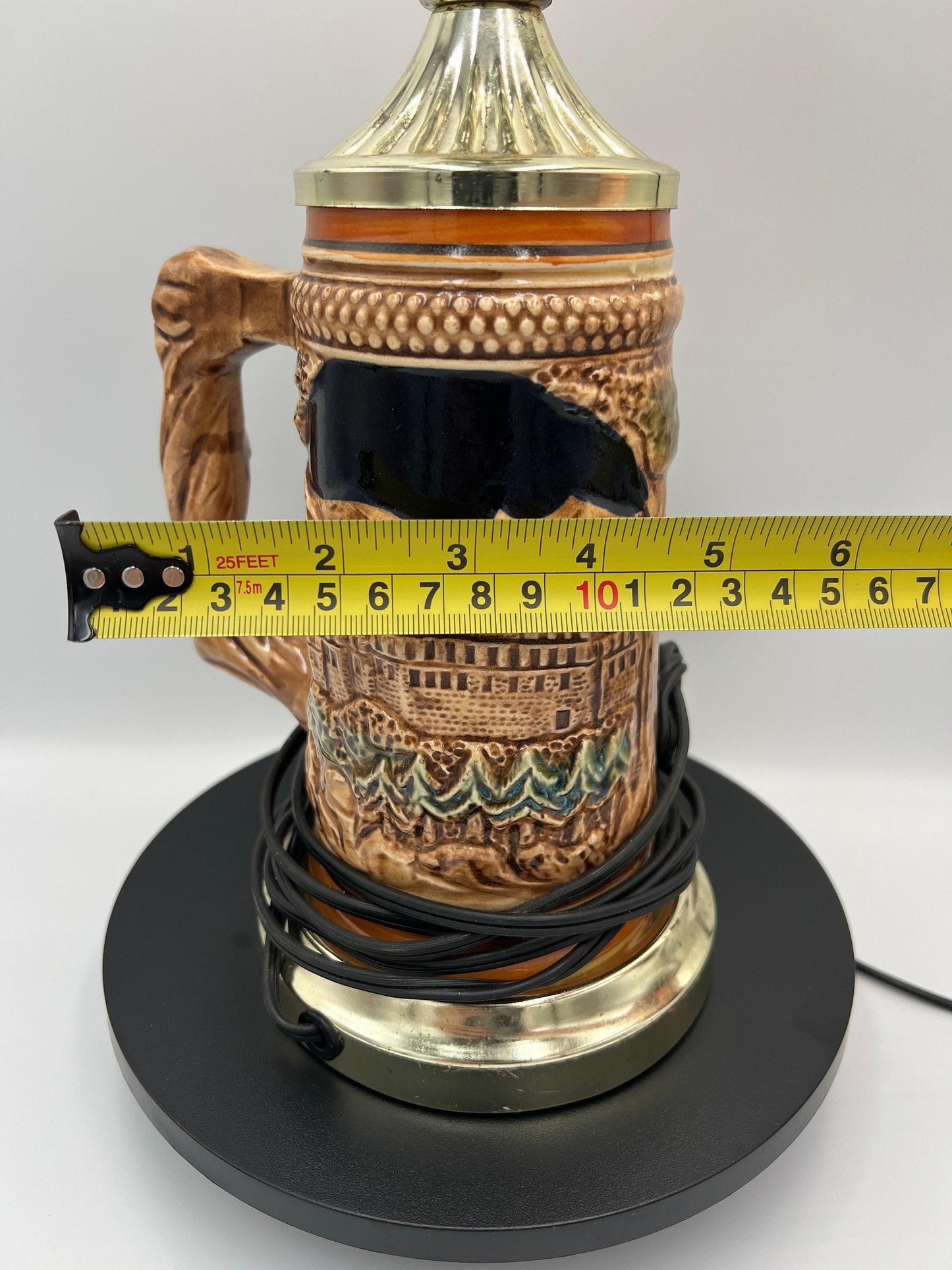 German Beer Stein Lamp: Rustic Vintage Lighting (No Shade)