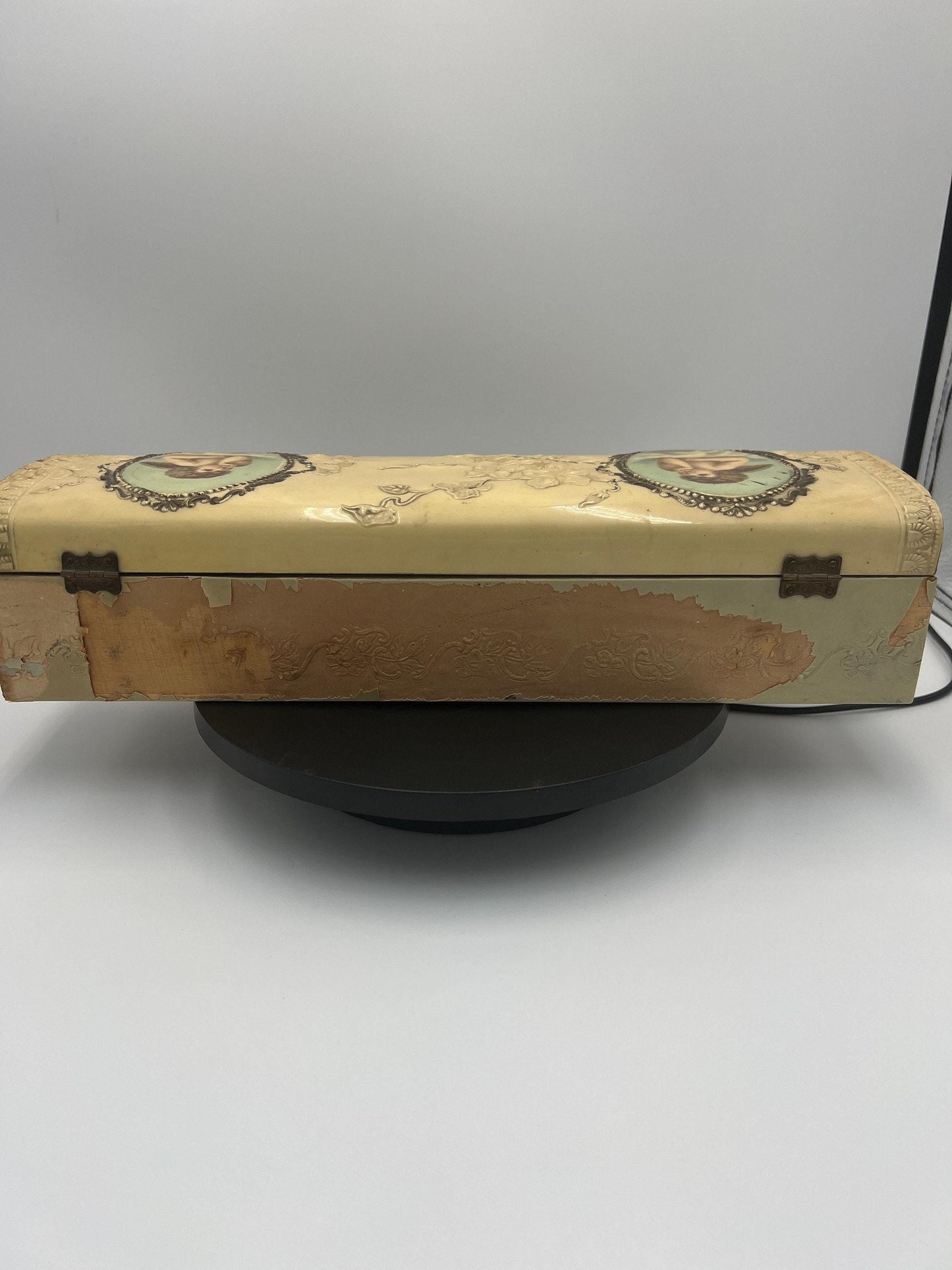 Victorian Glove Box: Antique Celluloid Holder - Lined, Decorative