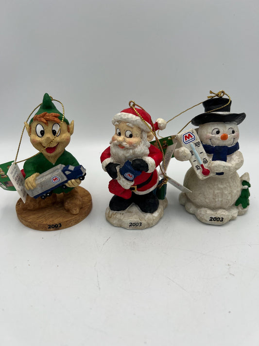 Vintage Christmas Ornaments Lot - Santa, Uncle Sam, Marathon