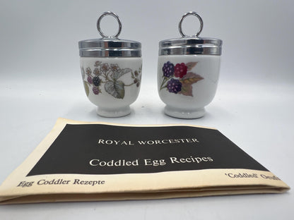 Egg Coddlers Set: Royal Worcester Evesham Gold - Porcelain with Chrome Lid
