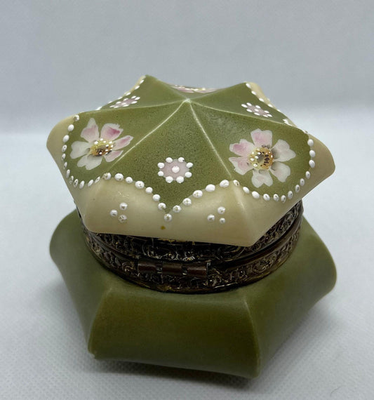 Nakara Jewelry Box, Handpainted Floral, Pearly Finish (Antique)