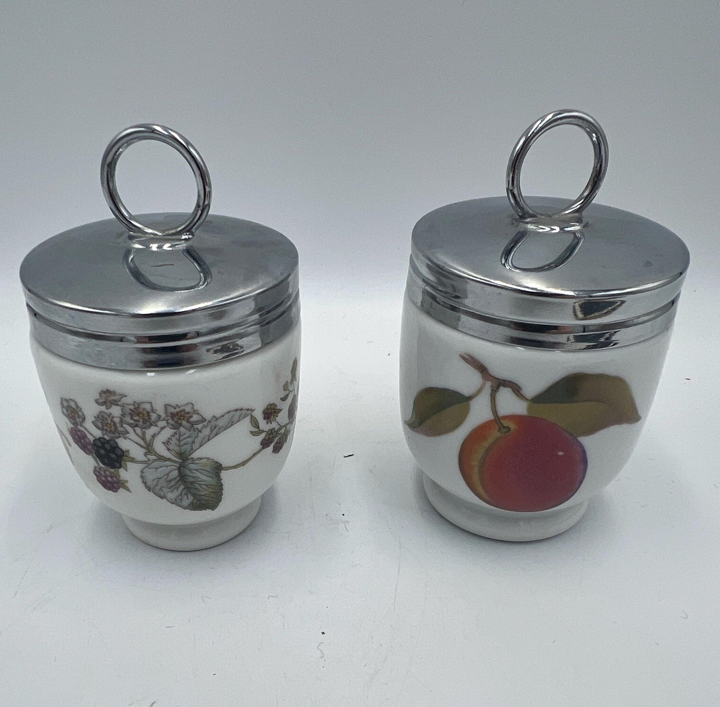 Egg Coddlers Set: Royal Worcester Evesham Gold - Porcelain with Chrome Lid