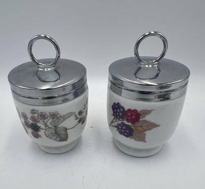 Egg Coddlers Set: Royal Worcester Evesham Gold - Porcelain with Chrome Lid