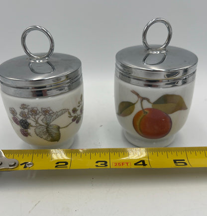 Egg Coddlers Set: Royal Worcester Evesham Gold - Porcelain with Chrome Lid