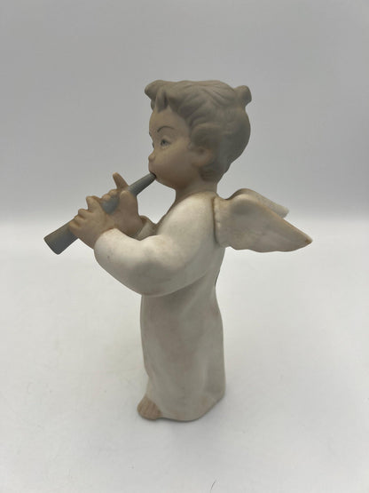 Lladr?? Angel Figurine: Vintage Porcelain Playing Flute