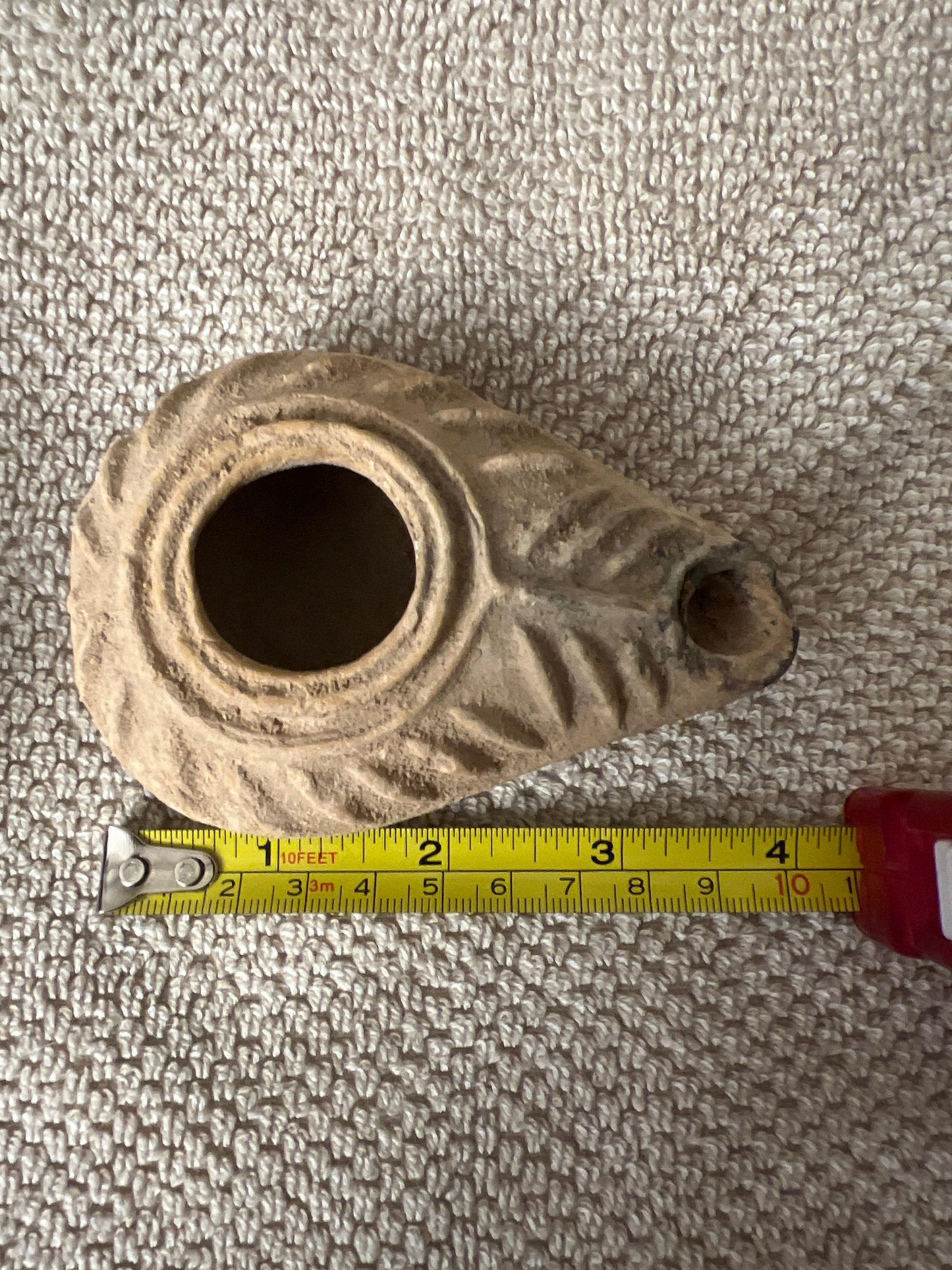 Byzantine Terra Cotta Oil Lamp, Bethlehem Relic (4 Inches, 400-600 CE)