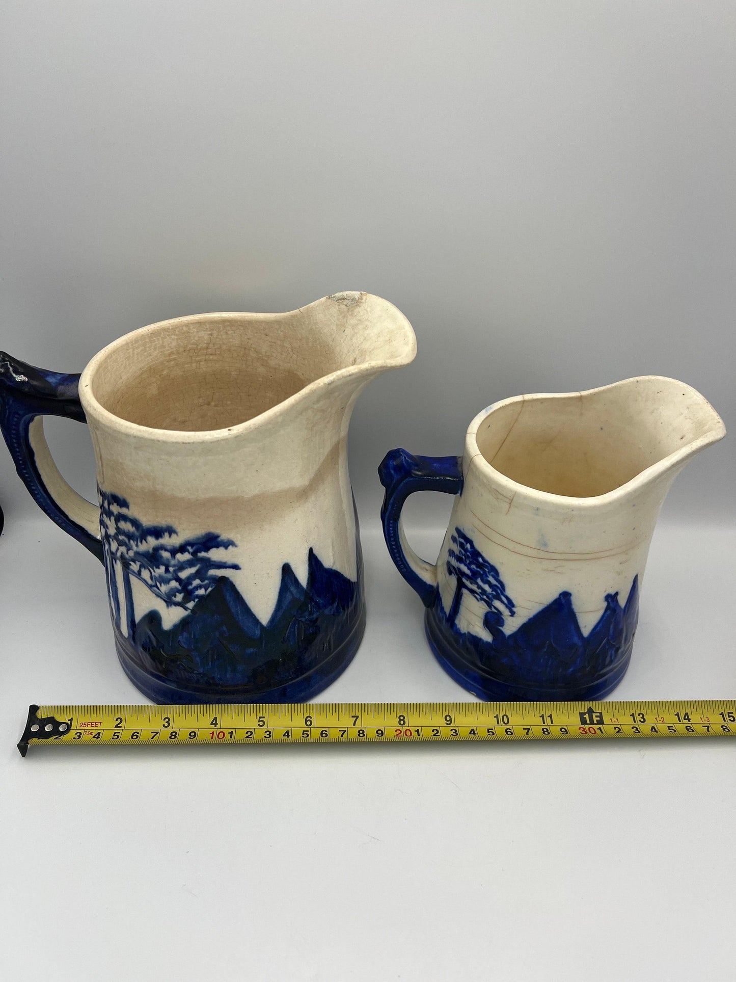 Vintage Sleepy Eye Blue Stoneware Pitcher: Rustic Native American Pottery Jug