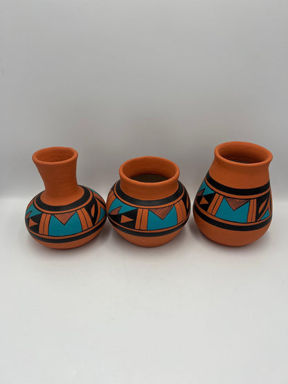 Vintage Hand-Painted Mexican Pottery 3 pieces, Signed JPila.H