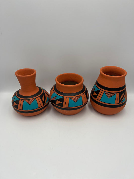 Vintage Hand-Painted Mexican Pottery 3 pieces, Signed JPila.H