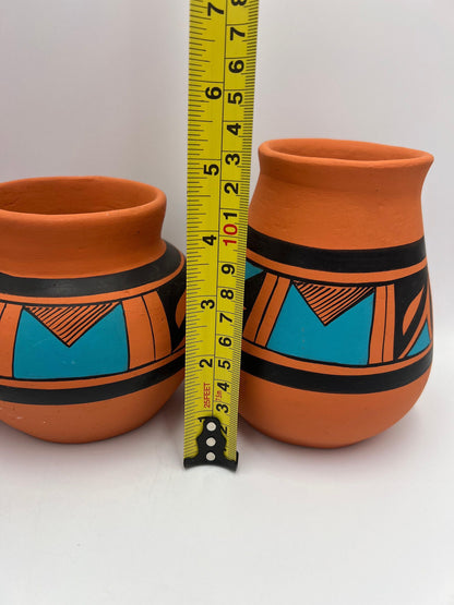 Vintage Hand-Painted Mexican Pottery 3 pieces, Signed JPila.H